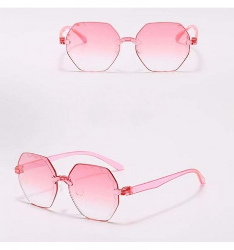 Square Colorful Frameless Multilateral Shaped Sunglasses Jelly Candy Color Sunglasses for Party Gifts - Red - CX190HW5C6U $12.40