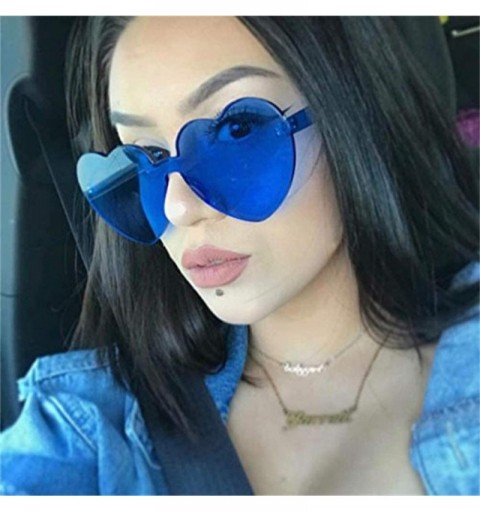 Rimless Heart Shape Rimless sunglasses Festival Party Glasses - Blue - C2188TRXYY9 $9.17