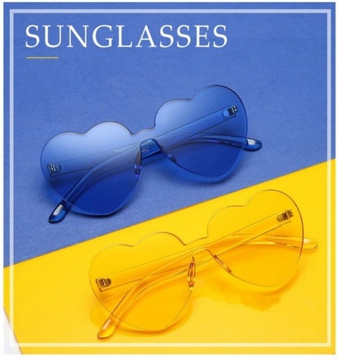 Rimless Heart Shape Rimless sunglasses Festival Party Glasses - Blue - C2188TRXYY9 $9.17
