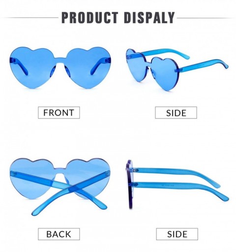 Rimless Heart Shape Rimless sunglasses Festival Party Glasses - Blue - C2188TRXYY9 $9.17