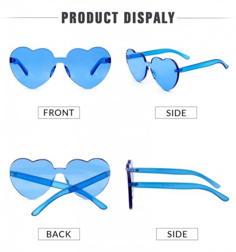 Rimless Heart Shape Rimless sunglasses Festival Party Glasses - Blue - C2188TRXYY9 $9.17