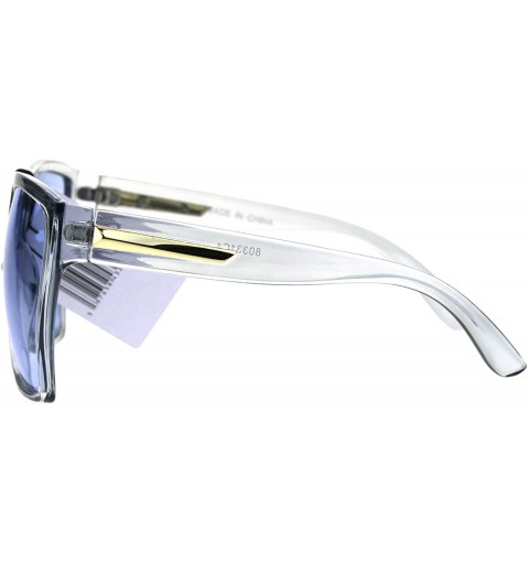 Rectangular Pop Color Lens Oversize Flat Top Plastic Diva Fashion Sunglasses - Blue - CF1869ZUTHK $11.13