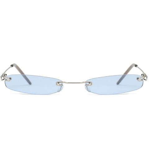 Rimless Super Small Fashion Chic Rimless Sunglasses 2018 Design HD Candy Color Clear Lens - Blue - CR18E62QNLY $10.02