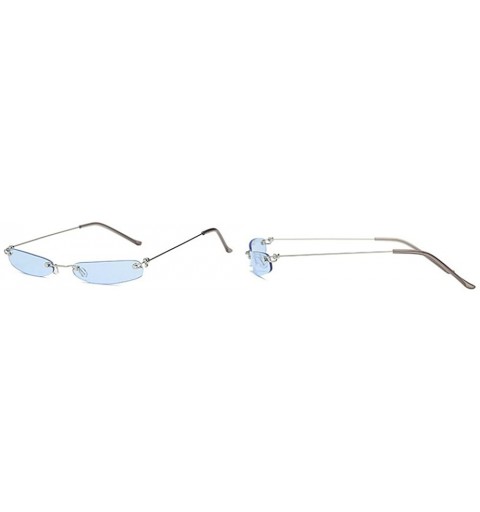 Rimless Super Small Fashion Chic Rimless Sunglasses 2018 Design HD Candy Color Clear Lens - Blue - CR18E62QNLY $10.02