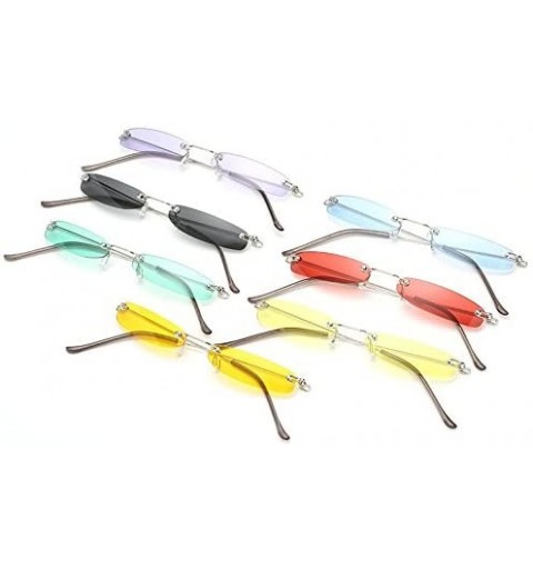 Rimless Super Small Fashion Chic Rimless Sunglasses 2018 Design HD Candy Color Clear Lens - Blue - CR18E62QNLY $10.02