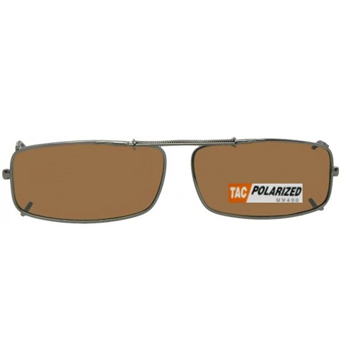 Rectangular Extra Skinny Rectangle Shape Polarized Clip on Sunglasses - Pewter Frame-polarized Brown Lens - CT180TUGSC4 $13.61