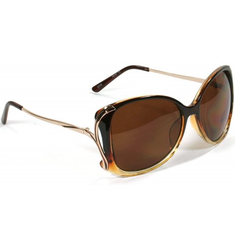 Butterfly Large Designer Oversized Sunglasses 9707 - Coffee - CQ11ETVWGC3 $18.79