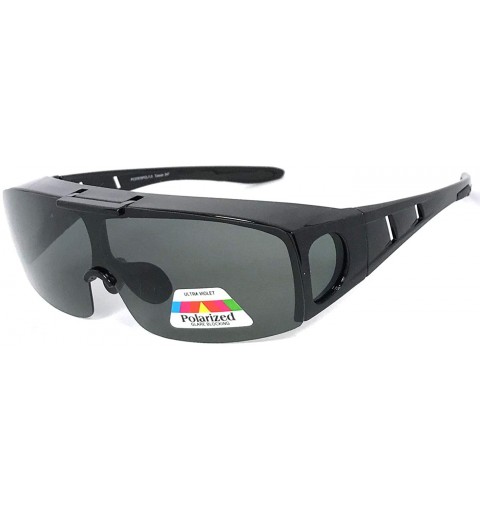 Goggle Polarized FLIP UP FIT OVER Sunglasses Cover Rx Glasses Side Shield - Black Frame/Black Lens - CA18GMCXU65 $9.44