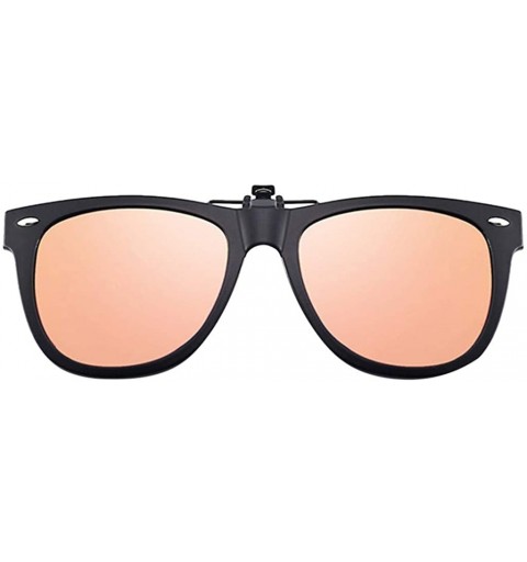 Aviator Polarized Clip-on Sunglasses Anti-Glare Driving Glasses for Prescription Glasses - Pink - C71947X39NU $19.61