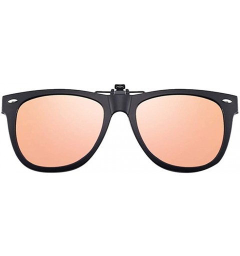 Aviator Polarized Clip-on Sunglasses Anti-Glare Driving Glasses for Prescription Glasses - Pink - C71947X39NU $10.54