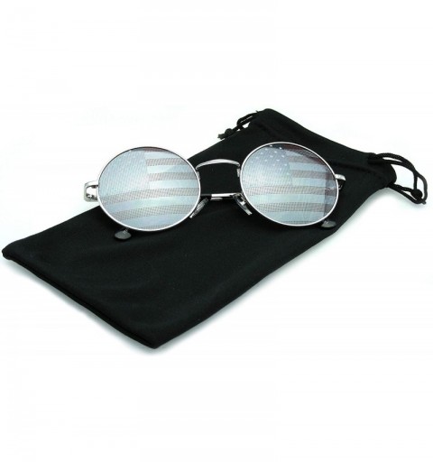 Oval John Lennon Inspired Sunglasses Round Hippie Shades Retro Colored Lenses - American Flag - C311JRWDF97 $8.28