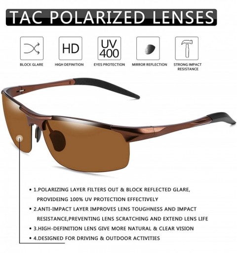 Round Classic Men Sport Polarized Sunglasses Driving Unbreakable Frame UV400 B2442 - Brown - CK18HE97DO0 $17.70