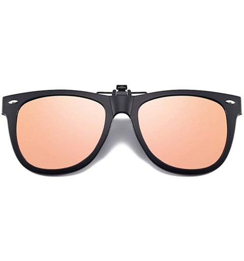 Aviator Polarized Clip-on Sunglasses Anti-Glare Driving Glasses for Prescription Glasses - Pink - C71947X39NU $10.54