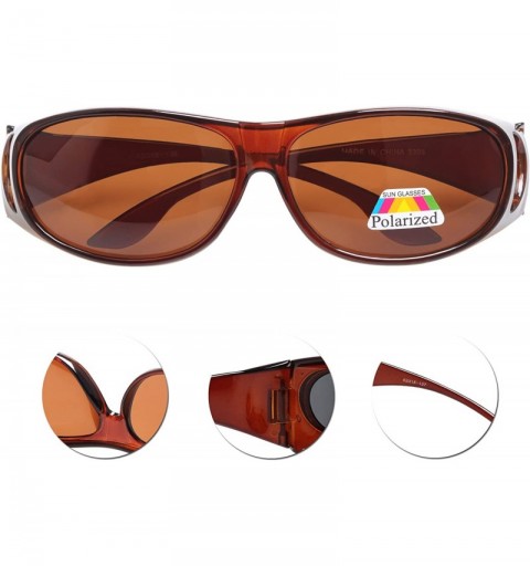 Oval Polarized Oval Sunglasses Wear Over Prescription Glasses For Unisex L3303 - Brown - C012O7N2J20 $28.16