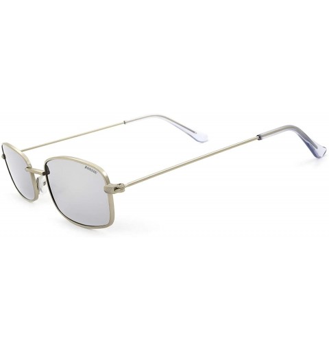 Square New Fashion Trend Vintage Rectangular Small Sunglasses for Men and Women - Silver Frame Silver Lens - CT18QXS5H6D $11.56
