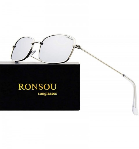 Square New Fashion Trend Vintage Rectangular Small Sunglasses for Men and Women - Silver Frame Silver Lens - CT18QXS5H6D $11.56