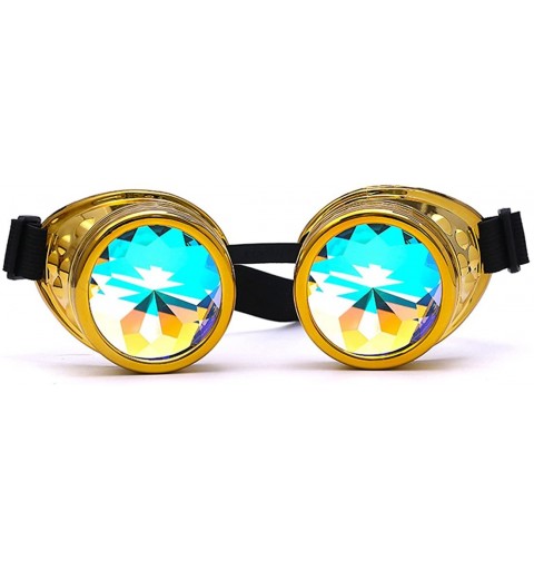 Goggle Steampunk Rave Kaleidoscope Goggles Rainbow Colorful Lenses - Gold - CM18HMHSYTA $9.74