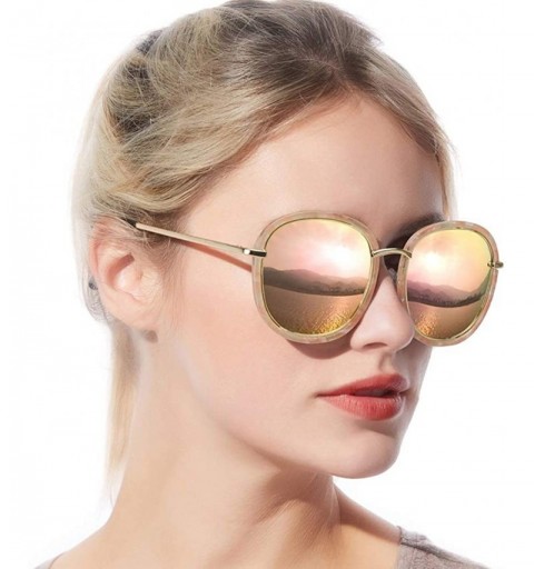 Oversized Womens Mirrored Sunglasses Polarized-Round Frame Oversized Sunglasses for Women with UV400 Protection - CO18SZTL8C3...