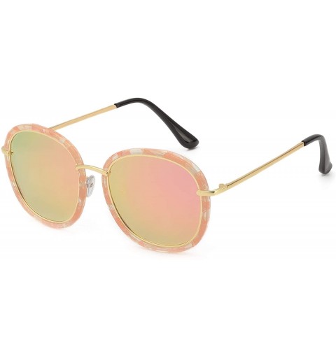 Oversized Womens Mirrored Sunglasses Polarized-Round Frame Oversized Sunglasses for Women with UV400 Protection - CO18SZTL8C3...