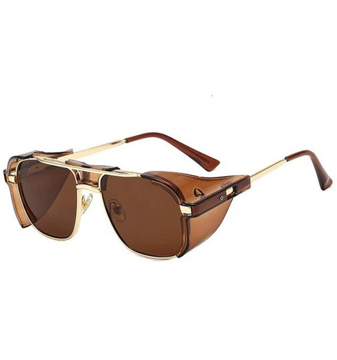 Square sunglasses Fashion Protection Windproof Glasses - Brown - CU18AR9GKRK $14.51