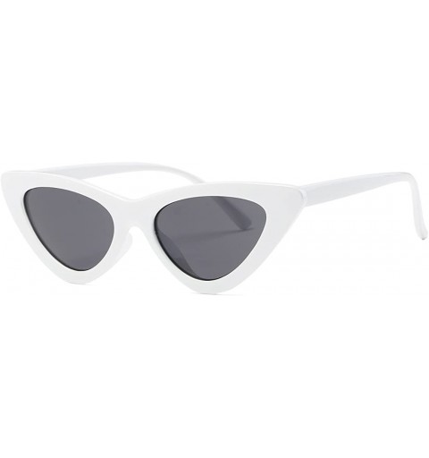 Round Cat Eye Sunglasses Women Clout Goggles Kurt Cobain Retro Sun Glasses K0566 - White&black - CT188Y7KTUA $7.03