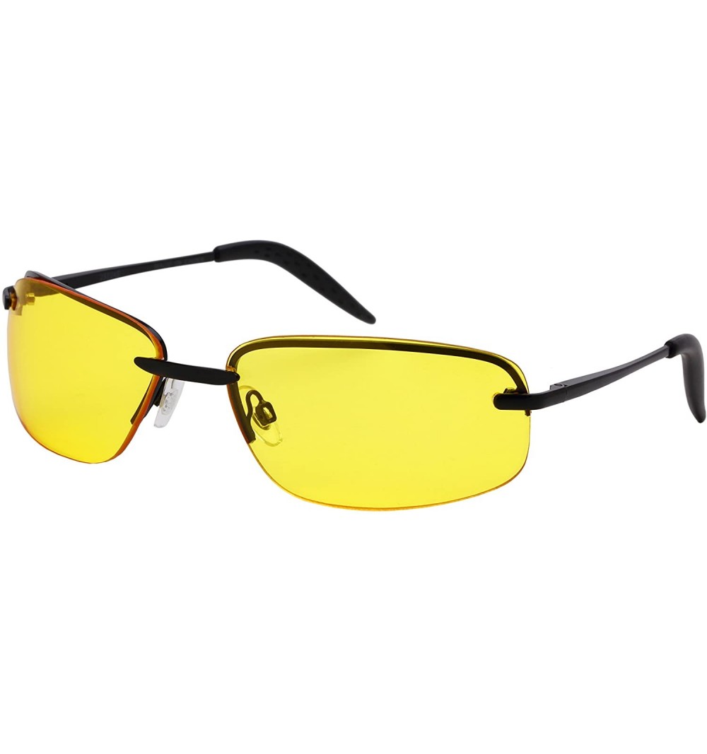 Sport Men's Metal Semi-Rimless Sports Spring Hinge Sunglasses 25124S-ND - Matte Black Frame/Night Driving Lens - CJ18998LTCI ...