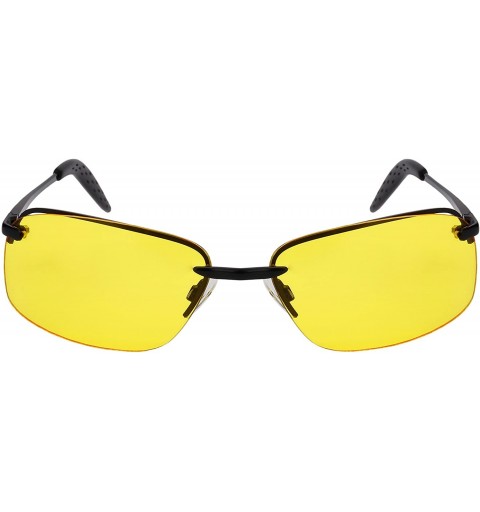 Sport Men's Metal Semi-Rimless Sports Spring Hinge Sunglasses 25124S-ND - Matte Black Frame/Night Driving Lens - CJ18998LTCI ...