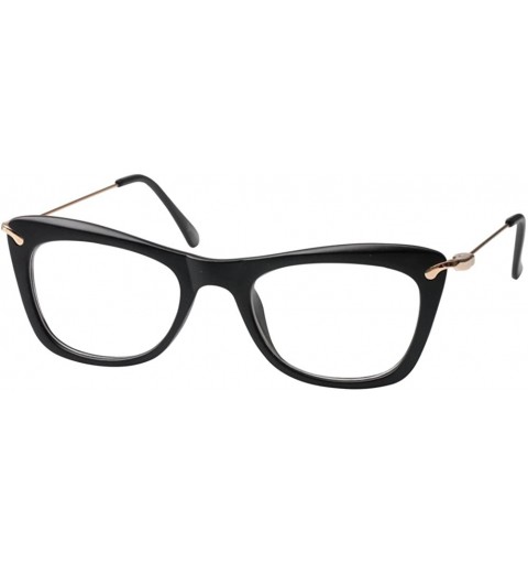 Cat Eye Womens Fashion Designer Cat Eye Eyeglasses Frames with Metal Arms - Matte Black - CT12H11BSZ3 $13.29