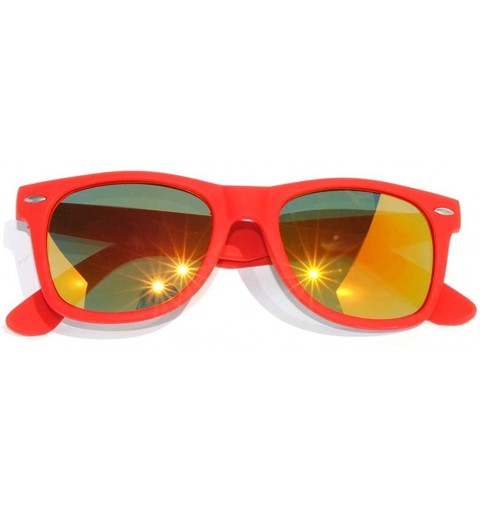Wayfarer Vintage Full Mirror Lens Sunglasses Colored Frame Matte Retro Style - Red - Gold - CJ11NJ53KCF $10.66