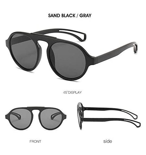 Oval Fashion Full Frame Men Ultralight Round Brand Designer Lady sunglasses - Sand Black - C918T5HQ0KD $15.14