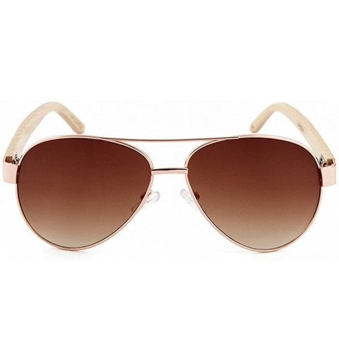 Oversized Men Women Aviator Polarized Wood Sunglasses UV400 - Gold Frame Tawny Lens - CC183M8737S $30.84
