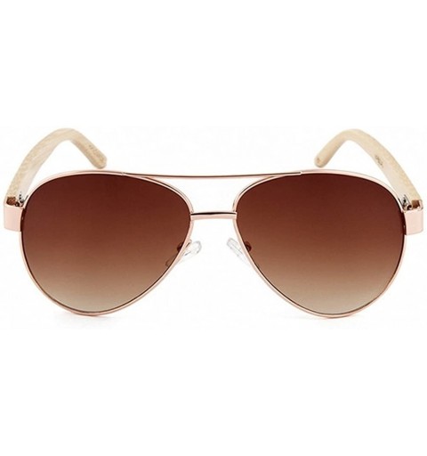 Oversized Men Women Aviator Polarized Wood Sunglasses UV400 - Gold Frame Tawny Lens - CC183M8737S $15.42