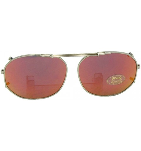 Square Round Square Color Mirror Non Polarized Clip-on Sunglass - Gold-red Mirror Gray Lens - CZ189N7KG45 $17.13