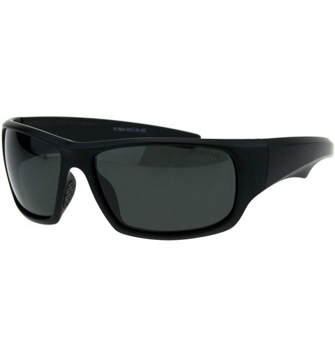 Wrap Polarized Lens Sunglasses Mens Rectangular Wrap Around Shades UV 400 - Black (Black) - CH18OITU0TC $9.95