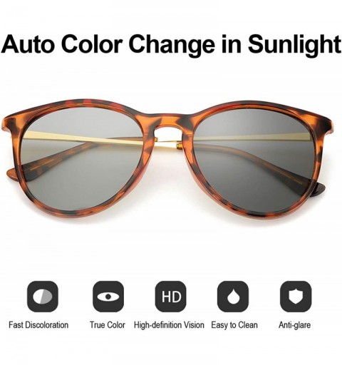 Round Photochromic Sunglasses Polarized Protection - A - Red Tortoise Frame/Grey Photochromic Polarized Lens - CT18R546URT $2...