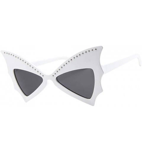 Wrap New Women Men Vintage Bat Shape Rivet Sunglasses Unisex Fashion Sunglasses Eyewear - A - CD18SSSRLNR $17.18