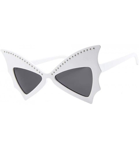 Wrap New Women Men Vintage Bat Shape Rivet Sunglasses Unisex Fashion Sunglasses Eyewear - A - CD18SSSRLNR $7.53