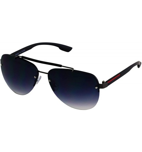 Oversized Oceanic Rimless Fashion Celebrity Aviator Retro Sunglasses Gradient Lens Metal Frame - Black Lens - CZ18T2L3W26 $21.84