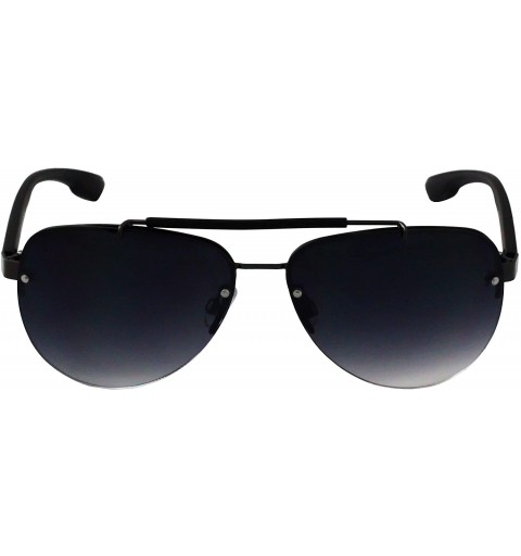 Oversized Oceanic Rimless Fashion Celebrity Aviator Retro Sunglasses Gradient Lens Metal Frame - Black Lens - CZ18T2L3W26 $11.19