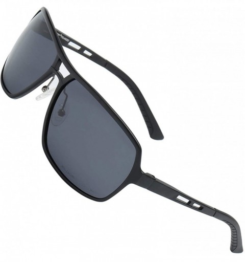Aviator Polarized Aircraft Aluminum Aviator Fashion Driving Sunglasses For Women Men - Matte Black - Polarized Smoke - CY18HS...