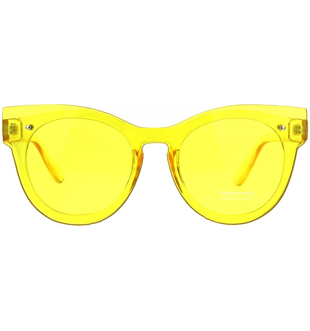 Oversized Translucent Pop Colors Womens Sunglasses Rims Behind Lens UV 400 - Yellow - CH180Q8Q3ZO $9.66