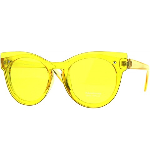 Oversized Translucent Pop Colors Womens Sunglasses Rims Behind Lens UV 400 - Yellow - CH180Q8Q3ZO $9.66