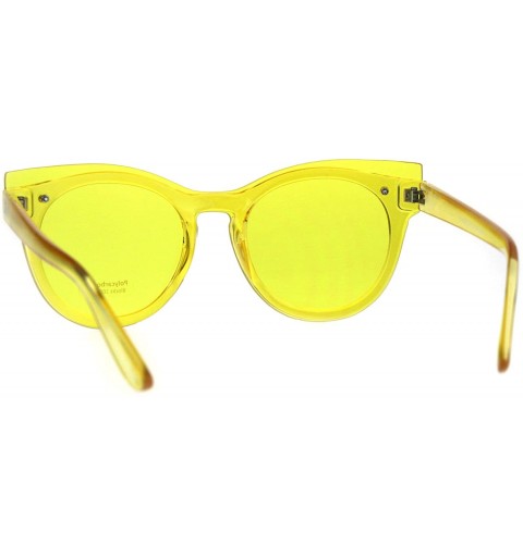 Oversized Translucent Pop Colors Womens Sunglasses Rims Behind Lens UV 400 - Yellow - CH180Q8Q3ZO $9.66