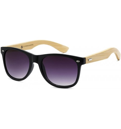 Aviator Wholesale Bamboo Sunglasses Eco Friendly Modern Retro 80's Classic - 10 Pack - Gloss Black - Gradient Smoke Lens - C0...