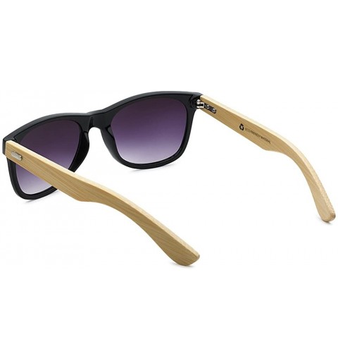 Aviator Wholesale Bamboo Sunglasses Eco Friendly Modern Retro 80's Classic - 10 Pack - Gloss Black - Gradient Smoke Lens - C0...