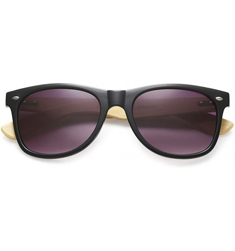 Aviator Wholesale Bamboo Sunglasses Eco Friendly Modern Retro 80's Classic - 10 Pack - Gloss Black - Gradient Smoke Lens - C0...