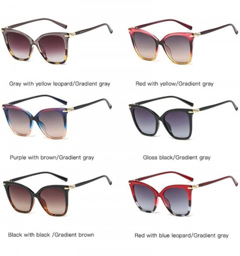Square 2020 New Women Square Cat Sunglasses Fashion Brand Designer Red Shades Square Sun Glasses Men Vintage UV400 - C8194TGK...