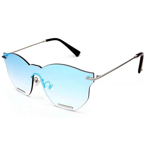 Oversized Oversized Sunglasses for Women - Driving Sunglasses with Rimless Design Personality - Ice Blue - CQ18WQ5NDH5 $21.49