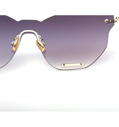 Oversized Oversized Sunglasses for Women - Driving Sunglasses with Rimless Design Personality - Ice Blue - CQ18WQ5NDH5 $21.49