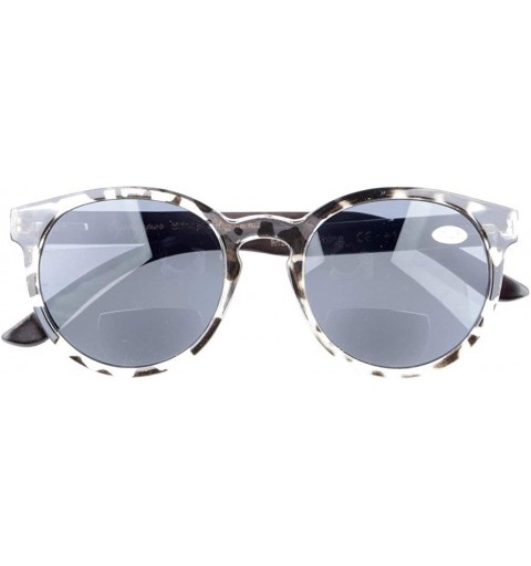 Round Quality Spring Hinges Wood Temples Oval Round Bifocal Sunglasses Women - Grey Tortoise - C7183KC779L $12.01